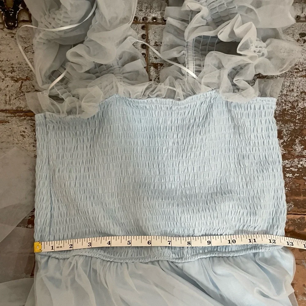 Mable Fiori Light Blue Tulle Tiered Maxi Dress - Picture 6 of 10